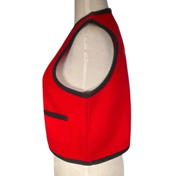 Vintage ice Brand 100% Wool Size 8P Red & Black Sweater Vest 3 Button Clasp - Picture 6 of 10